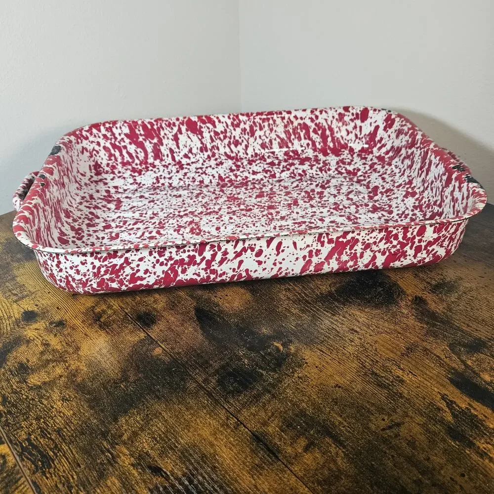 Crow Canyon Home Enamelware Red Splatter 15